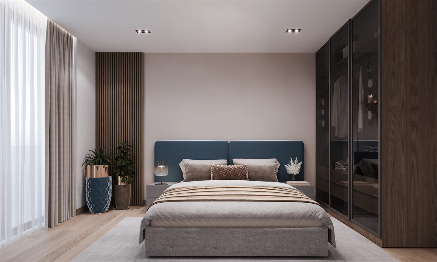 Bedroom low-glare lighting scene