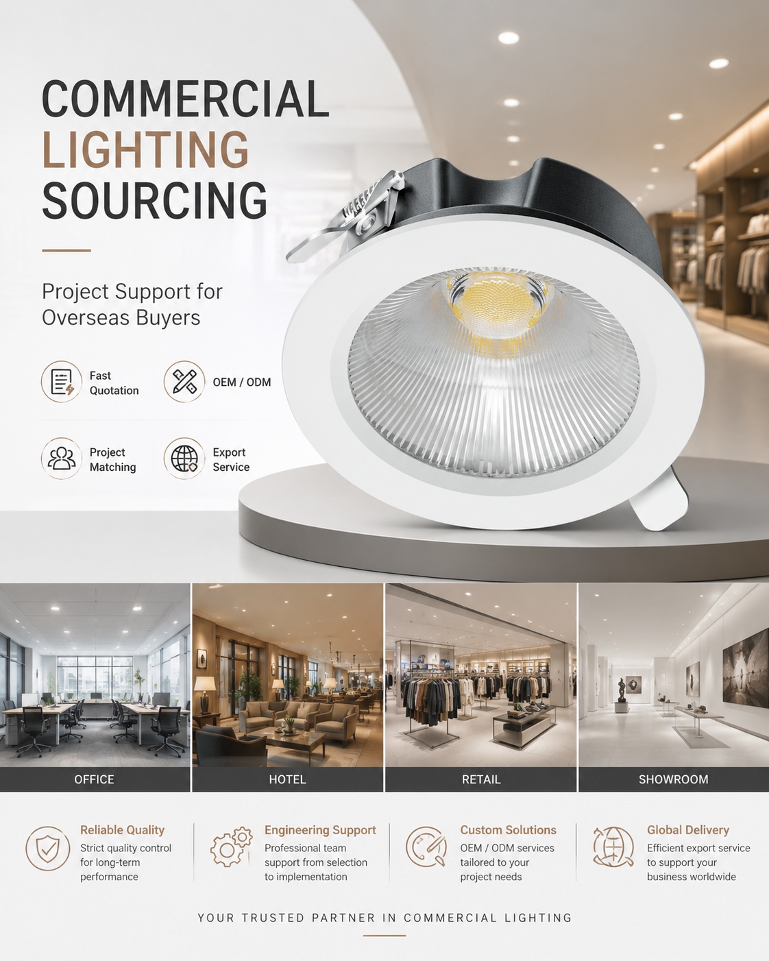 Commercial lighting sourcing and project support